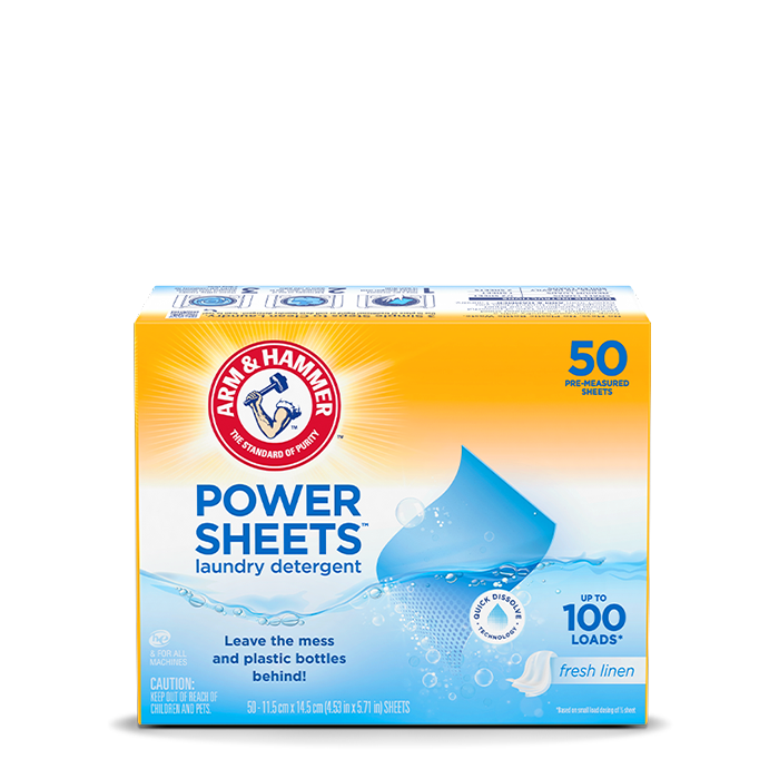 Arm & Hammer Power Sheet Laundry Detergent, Detergente De Ropa En Hojas, Aroma Fresco, Lava Sin Usar Plástico