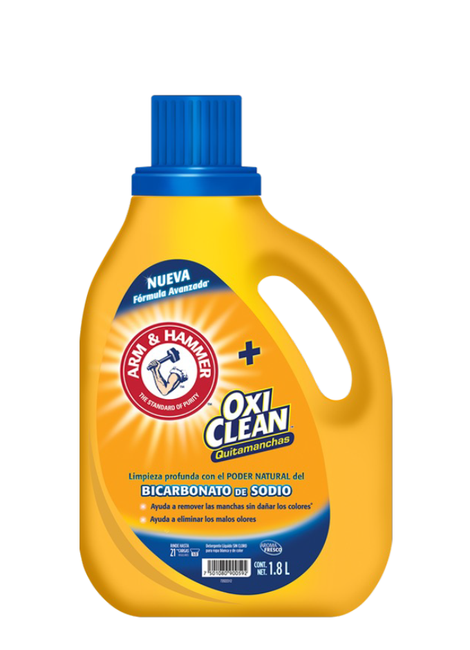 Detergente Líquido 
Arm & HammerTM+ OxiCleanTM Quitamanchas 
sin cloro